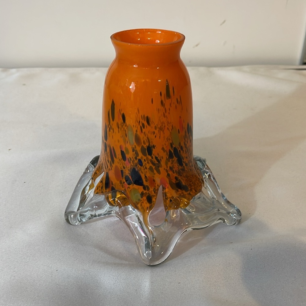 Handmade Flowing Blown Glass Tulip Shade Orange Multi - Picture 8 of 8